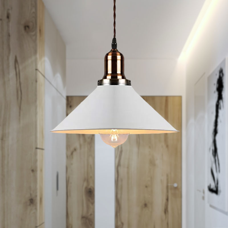 Stylish Cone/Saucer/Dome Shade Pendant Light For Restaurants - White Metal Hanging