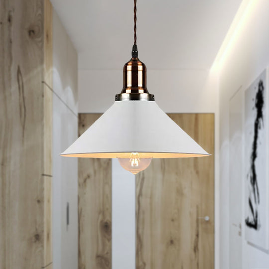 Stylish Cone/Saucer/Dome Shade Pendant Light For Restaurants - White Metal Hanging