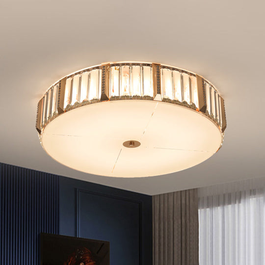 Contemporary Drum Crystal Flush Mount Lamp - 6/8 Bulbs Clear Rectangular-Cut Crystals 19.5/23.5 Wide