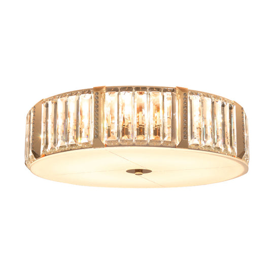 Contemporary Drum Crystal Flush Mount Lamp - 6/8 Bulbs Clear Rectangular - Cut Crystals
