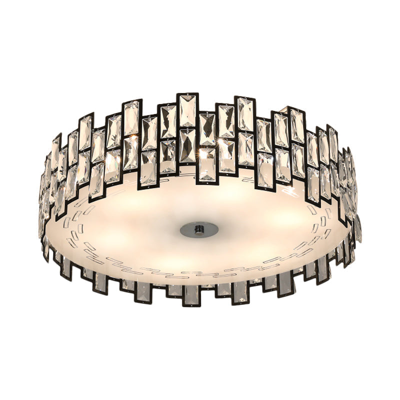 Crystal Embedded Drum Flush Mount Light - Contemporary Design 6/8 Heads 19.5’/23.5’ Width