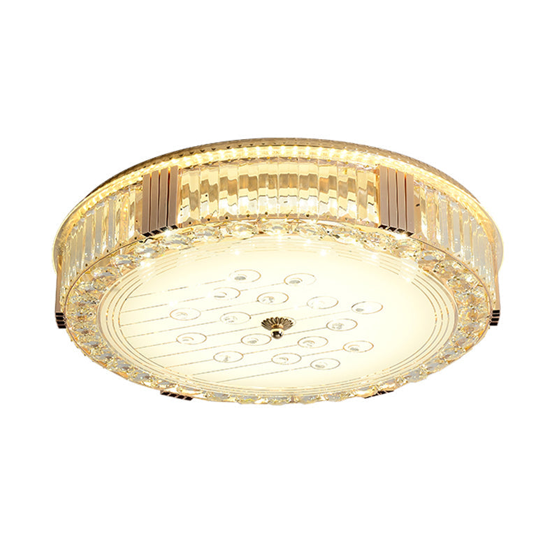 Modern Led Flush Mount Lamp With Rectangular - Cut Clear Crystals