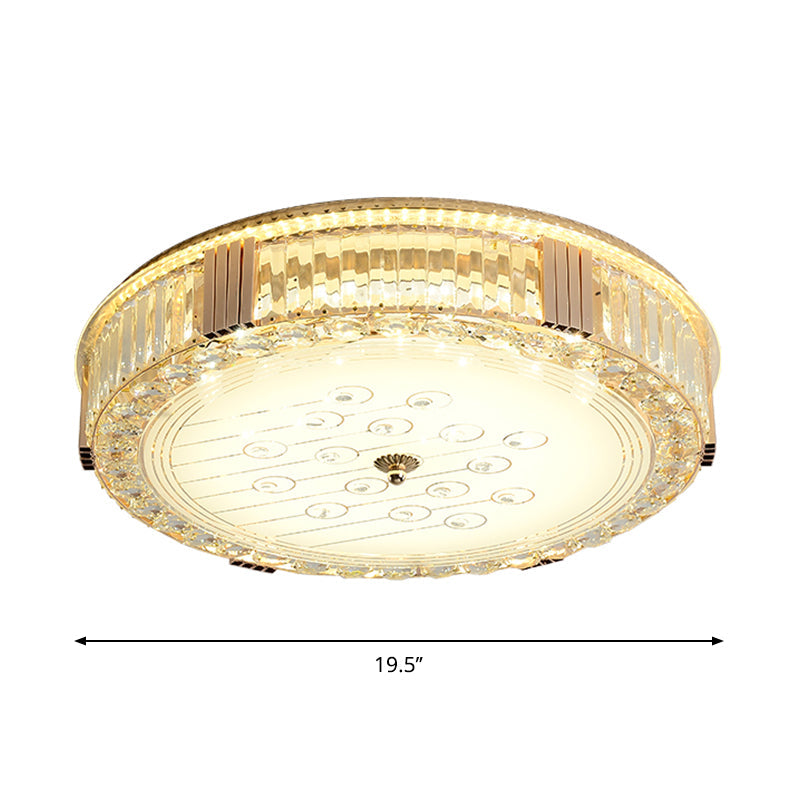 Modern Led Flush Mount Lamp With Rectangular - Cut Clear Crystals