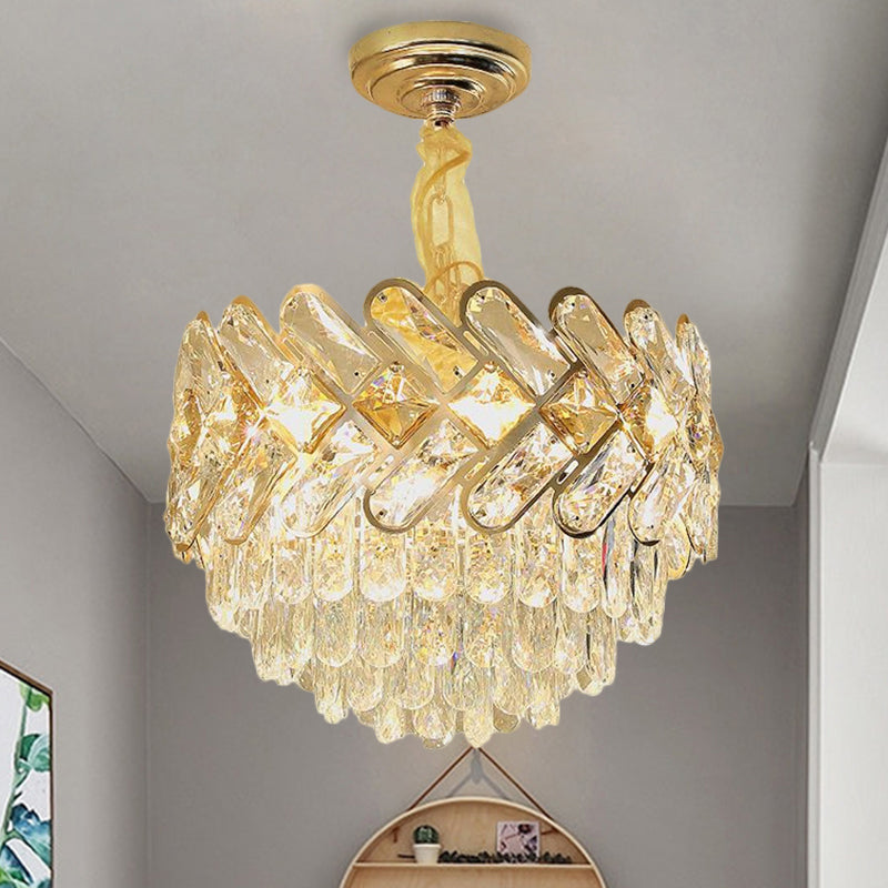 Modern Crystal Block Ceiling Lamp - Gold Chandelier Pendant Light 5 /