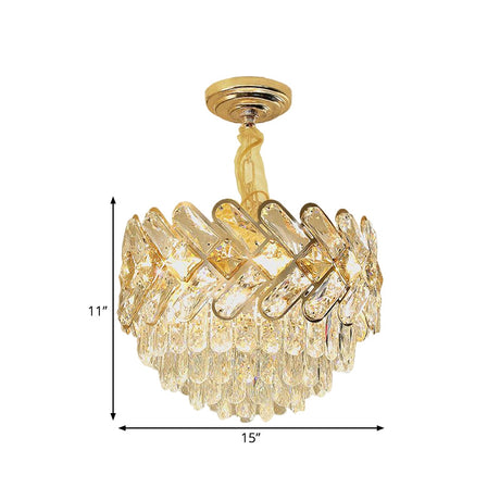 Modern Crystal Block Ceiling Lamp Chandelier Pendant Light - Gold 5/7-Head Design