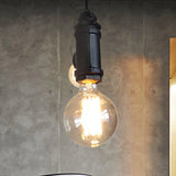 Industrial Black Metal Chandelier Light: Stylish 2-Light Exposed Hanging Lamp For Living Room