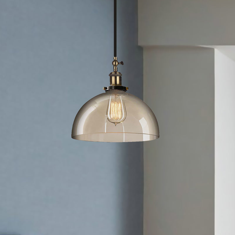 Brass Dome Pendant Ceiling Light With Clear Glass And 1 - Perfect For Dining Room