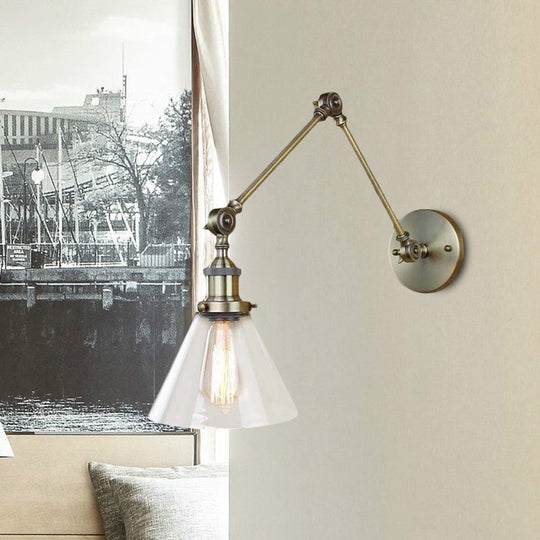Vintage Style Wall Sconce With Clear Glass And Satin Brass Chrome Or Antique Finish - Perfect For