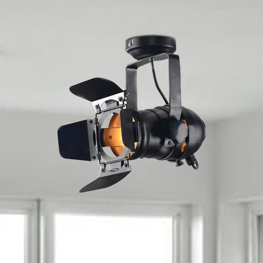 8’/12’ W Industrial Style Ceiling Light With Rotatable Head - Metal Shade Close To Lamp In