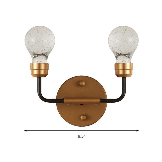 Modern Crystal 2-Light Brass Wall Light - Bulb Shaped Sconce Lamp For Bedroom & Living Room