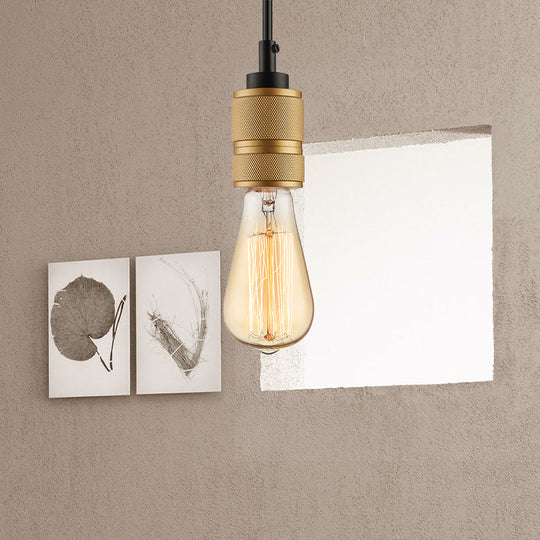 Open Bulb Retro Industrial Pendant Light - Gold Adjustable Cord