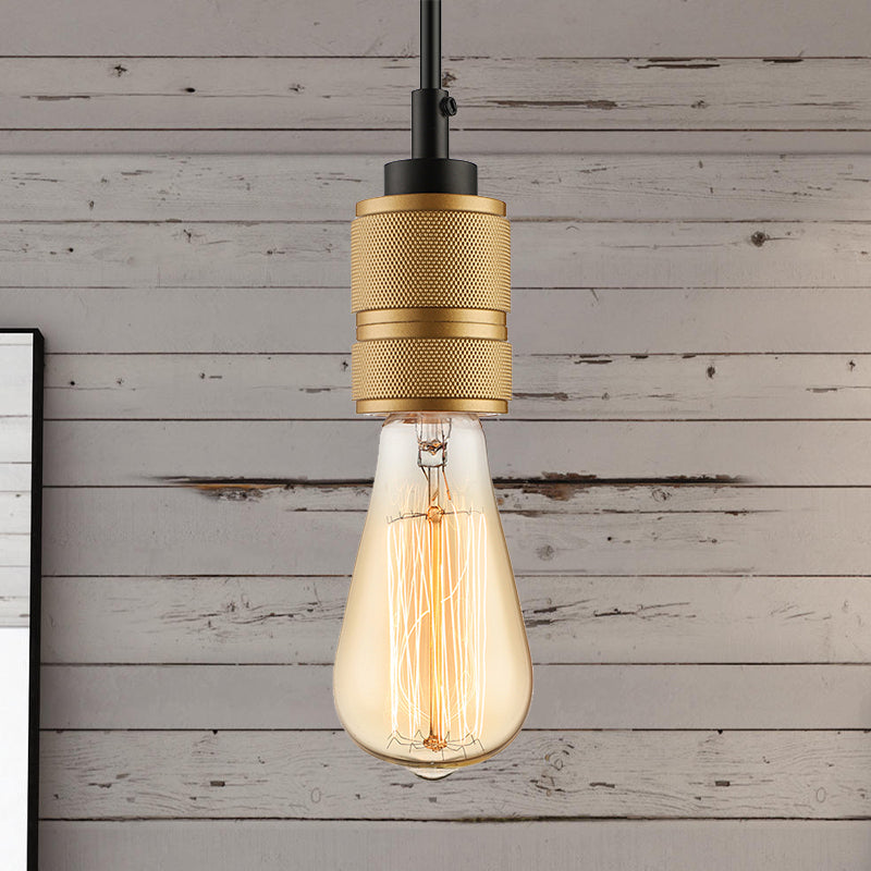 Open Bulb Retro Industrial Pendant Light - Gold Adjustable Cord