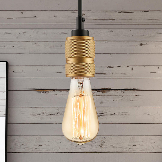 Open Bulb Retro Industrial Pendant Light - Gold Adjustable Cord