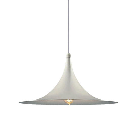 Contemporary Hanging Ceiling Light With Flared Shade - Metallic Pendant Lighting For Bedroom In