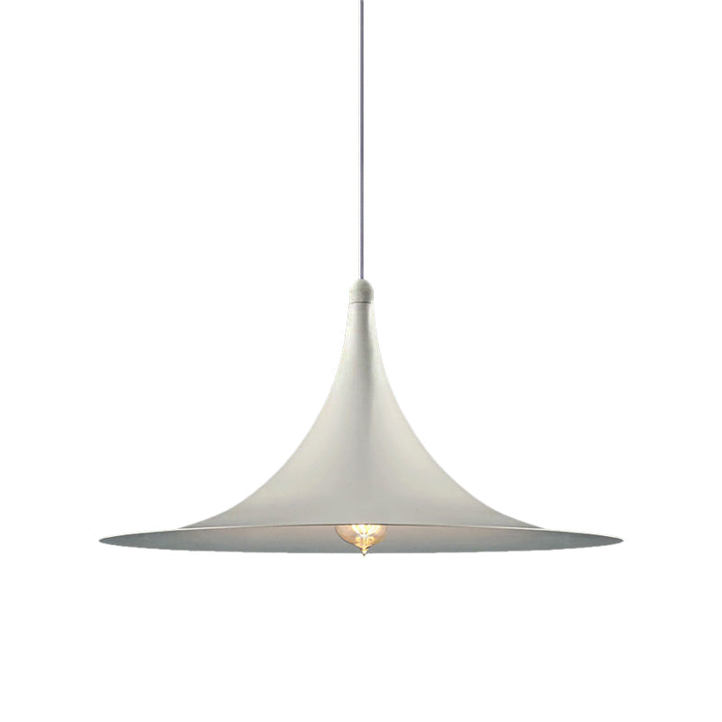 Contemporary Metallic Ceiling Light With Flared Shade - Bedroom Pendant Lighting In White/Black