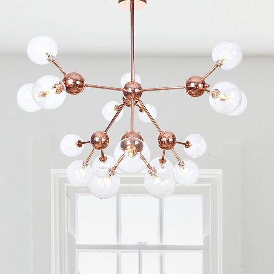 Vintage Copper Ceiling Chandelier With Glass Orb Shades - 3/9/12 Lights Branch Design Sizes
