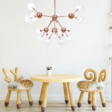 Vintage Copper Ceiling Chandelier With Glass Orb Shades - 3/9/12 Lights Branch Design Sizes