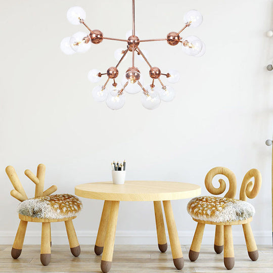 Vintage Copper Ceiling Chandelier With Glass Orb Shades - 3/9/12 Lights Branch Design Sizes