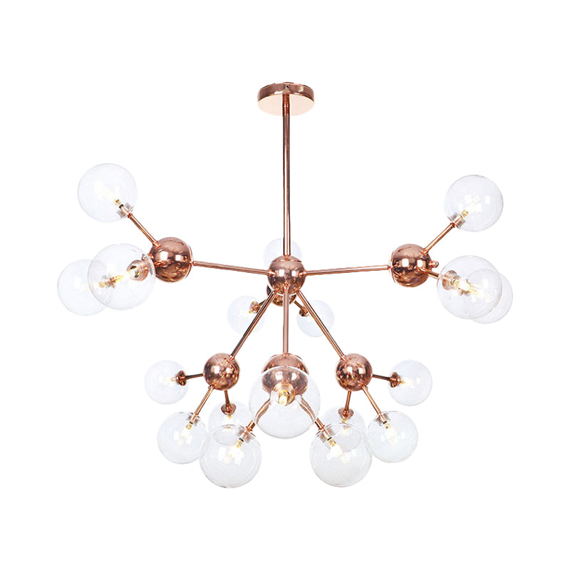 Vintage Copper Ceiling Chandelier With Glass Orb Shades - 3/9/12 Lights Branch Design Sizes