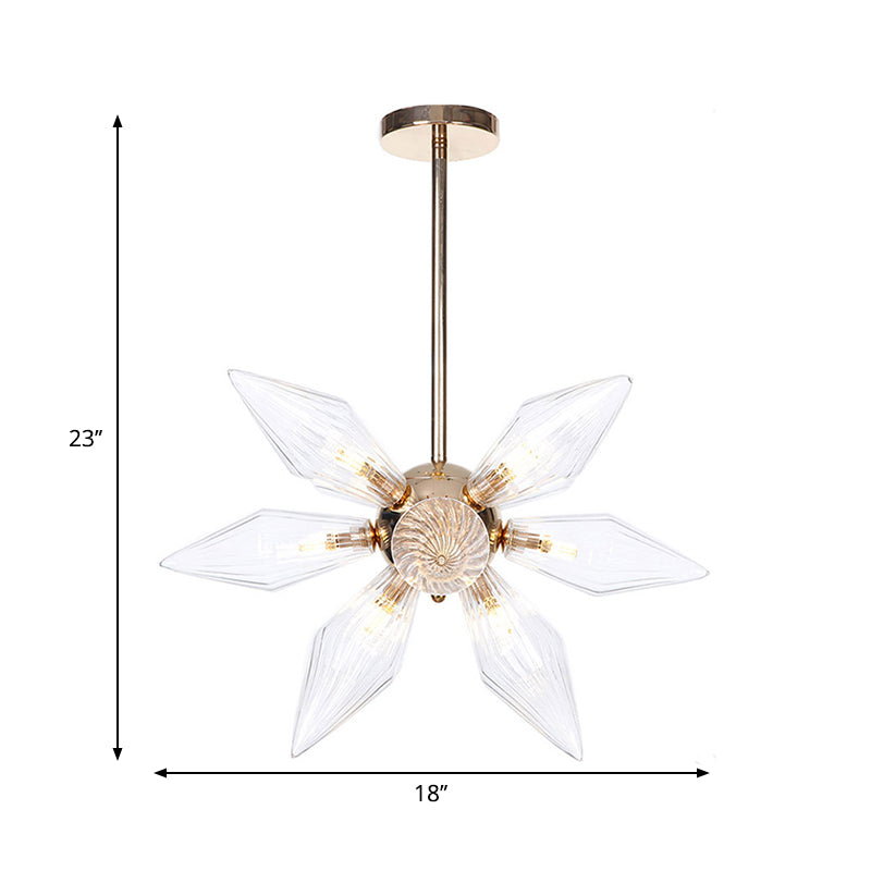 Diamant-Kronleuchter aus klarem/bernsteinfarbenem Glas – Industrielle Küchen-Pendelleuchte (9/12/15 Köpfe) in Chrom/Gold
