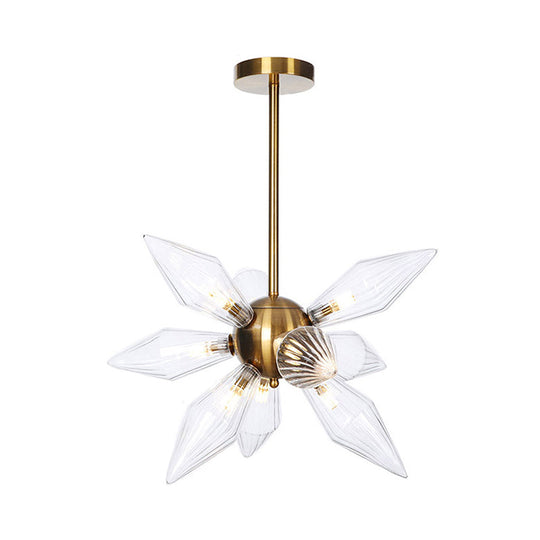 Sputnik Clear/Amber Glass Chandelier - 9/12/15 Bulbs Brass/Copper Finish Living Room Lighting