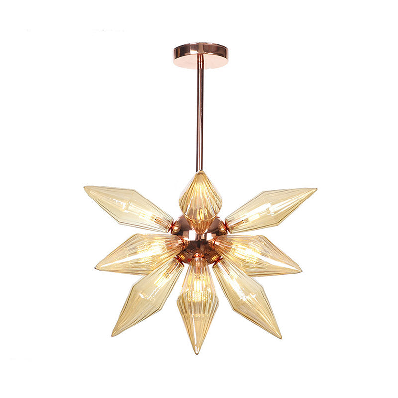 Sputnik Clear/Amber Glass Chandelier - 9/12/15 Bulbs Brass/Copper Finish Living Room Lighting