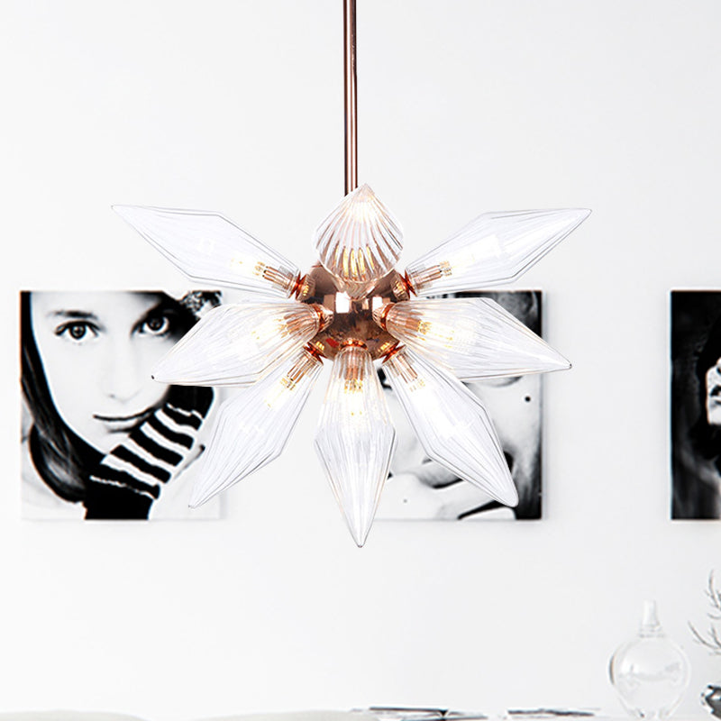 Sputnik Clear/Amber Glass Chandelier - 9/12/15 Bulbs Brass/Copper Finish Living Room Lighting