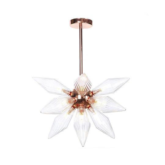 Sputnik Clear/Amber Glass Chandelier - 9/12/15 Bulbs Brass/Copper Finish Living Room Lighting
