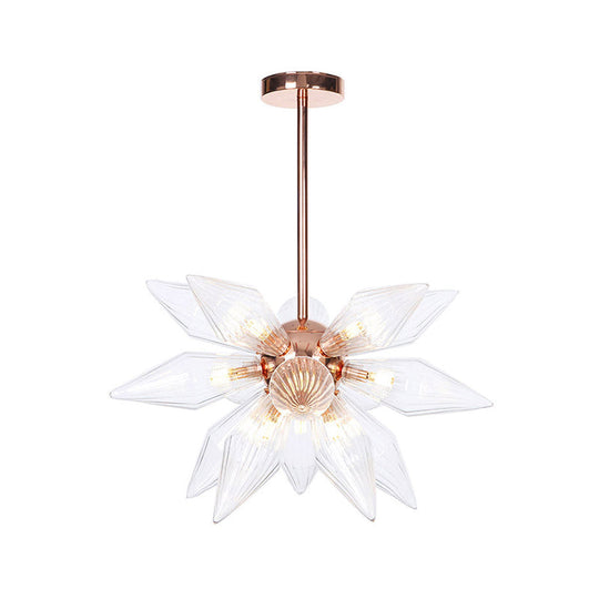 Sputnik Clear/Amber Glass Chandelier - 9/12/15 Bulbs Brass/Copper Finish Living Room Lighting