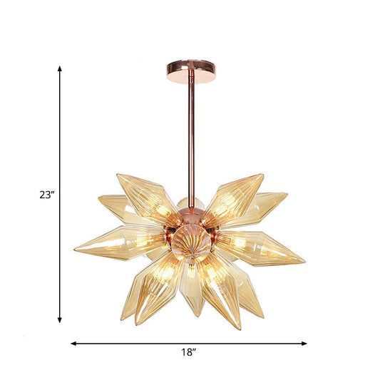 Sputnik Clear/Amber Glass Chandelier - 9/12/15 Bulbs Brass/Copper Finish Living Room Lighting