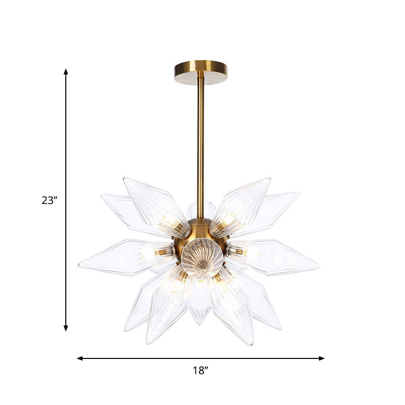 Sputnik Clear/Amber Glass Chandelier - 9/12/15 Bulbs Brass/Copper Finish Living Room Lighting