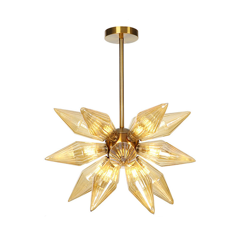 Sputnik Clear/Amber Glass Chandelier - 9/12/15 Bulbs Brass/Copper Finish Living Room Lighting
