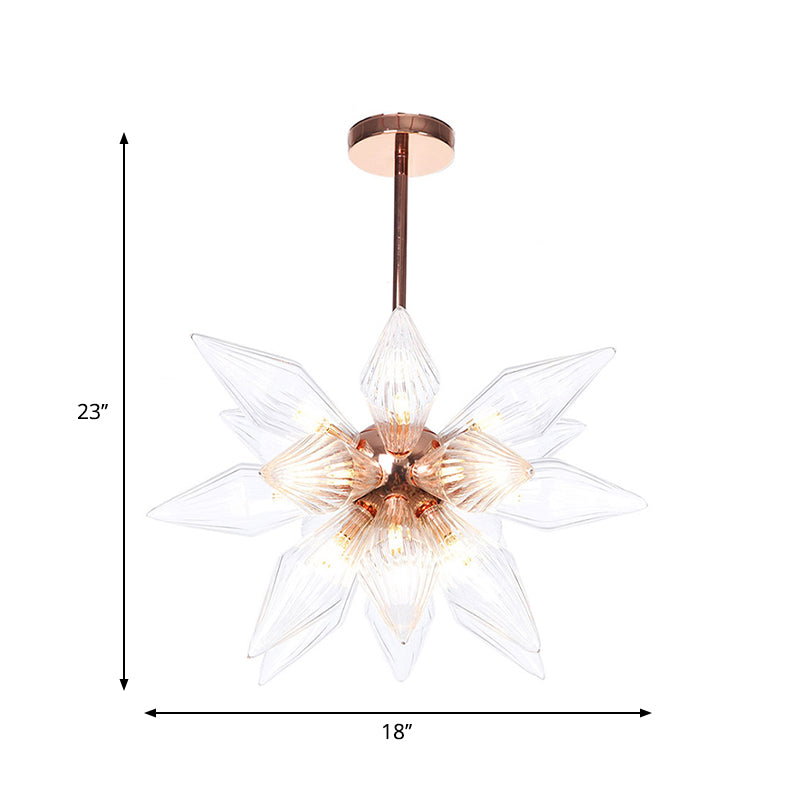 Sputnik Clear/Amber Glass Chandelier - 9/12/15 Bulbs Brass/Copper Finish Living Room Lighting