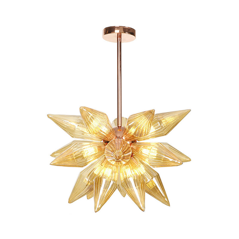 Sputnik Clear/Amber Glass Chandelier - 9/12/15 Bulbs Brass/Copper Finish Living Room Lighting