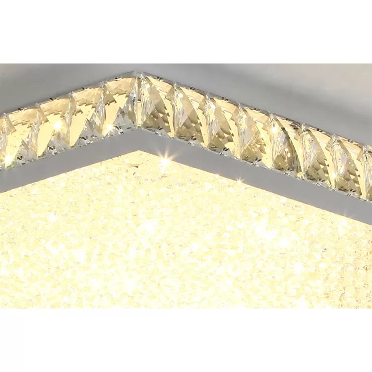 Stylish Hexagon Ceiling Mount Light With Clear Crystals - Perfect For Foyers