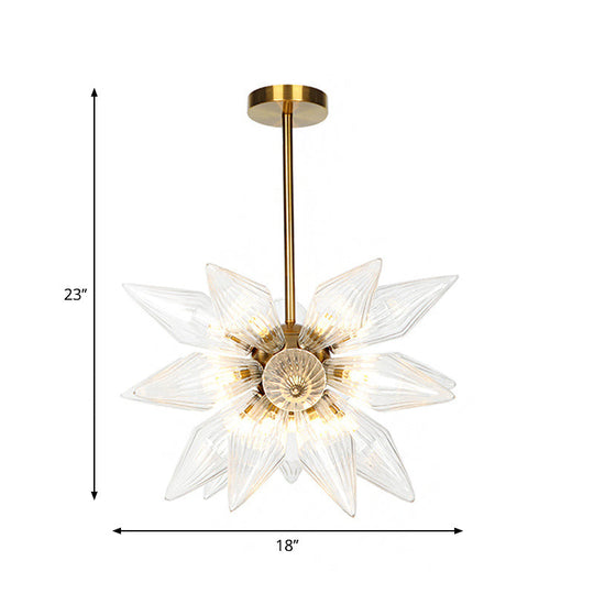 Sputnik Clear/Amber Glass Chandelier - 9/12/15 Bulbs Brass/Copper Finish Living Room Lighting