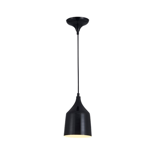 Contemporary Metal Bell Ceiling Hanging Light - Adjustable 1 Pendant In White/Black
