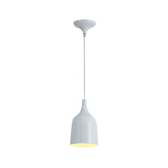 Contemporary Metal Bell Ceiling Hanging Light - Adjustable 1 Pendant In White/Black