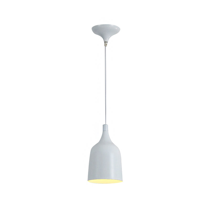 Contemporary Metal Bell Ceiling Hanging Light - Adjustable Cord White/Black 6/8/10.5 Dia 1