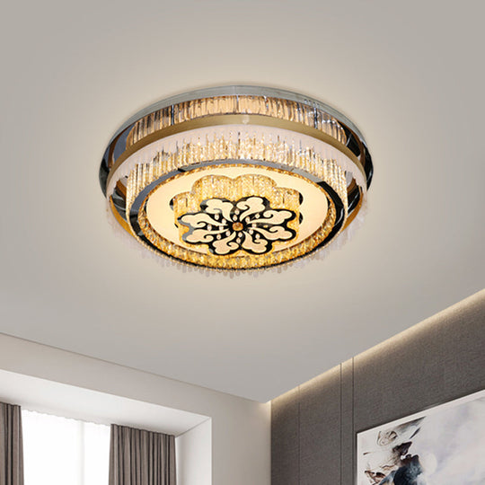 Modern Led Ceiling Light With Crystal Clear Nickel Finish & Cloud Pattern