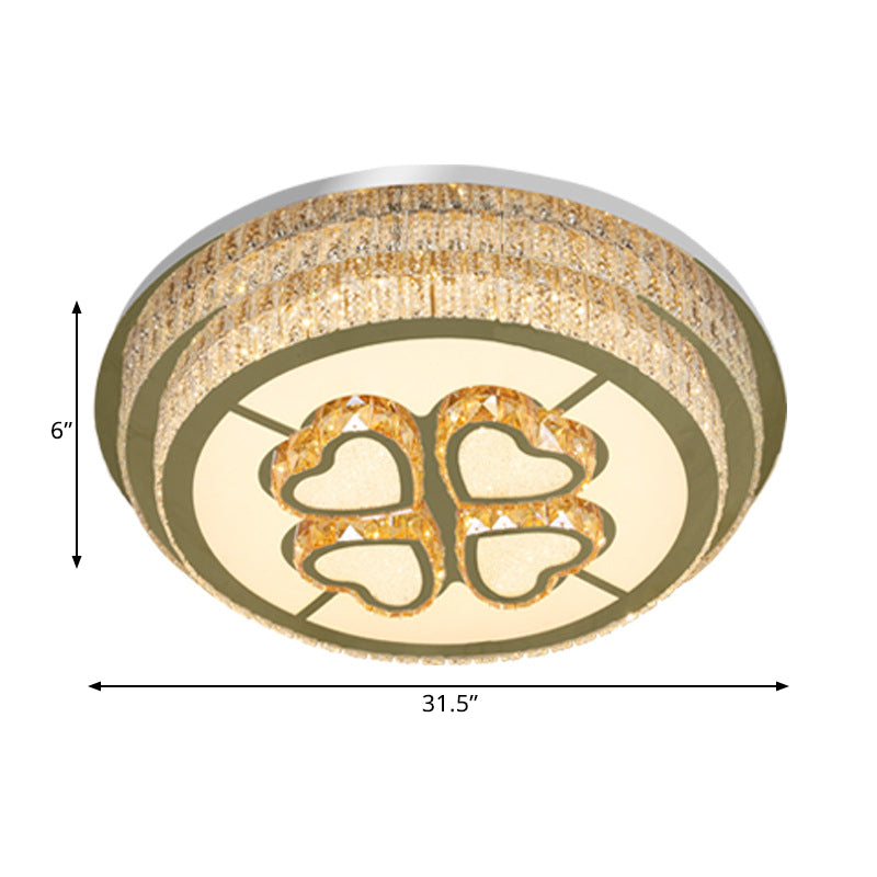 Modern Heart - Design Led Crystal Flush Mount Lamp With Nickel Finish For Great Room Lighting