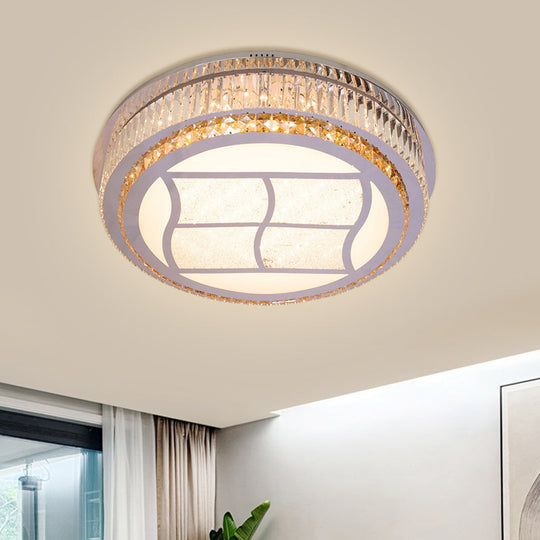 Contemporary Stainless-Steel Led Flush Mount Light Fixture With Crystal Blocks 19.5/31.5 Width /