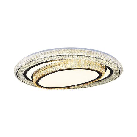 Modern Led Flushmount Crystal Ceiling Light With Black Finish