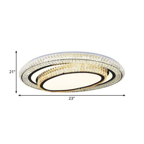 Modern Led Flushmount Crystal Ceiling Light With Black Finish