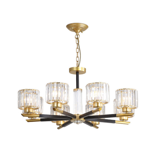 Modern Clear Crystal Pendant Chandelier - 8/10 Bulbs Radial Design