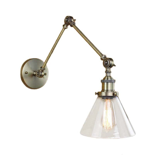 Vintage Style Wall Sconce With Clear Glass And Satin Brass Chrome Or Antique Finish - Perfect For