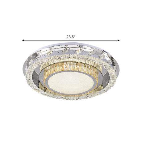 Led Stainless-Steel Flush Mount Crystal Block Ceiling Light Fixture