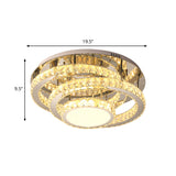 Wide Led Ceiling Lamp - Modern Ring Design With Clear Rectangular - Cut Crystals Stainless - Steel