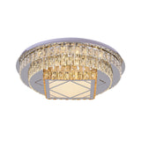 Modern Led Flush Mount Ceiling Light With Clear Cut Crystals And Stainless-Steel Design