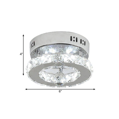 Modern Stainless-Steel Semi Flush Led Lighting Fixture With White/Warm Light And Clear Beveled
